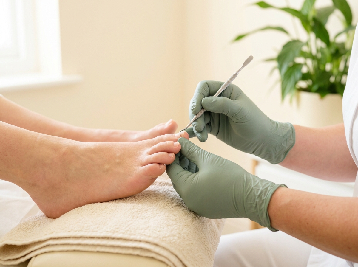 Chiropodist treating a patient's foot