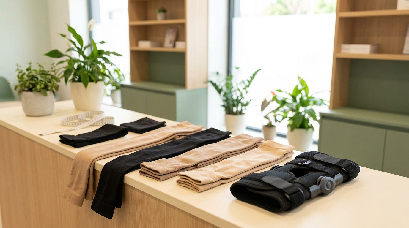 Display of medical compression stockings and orthopaedic braces